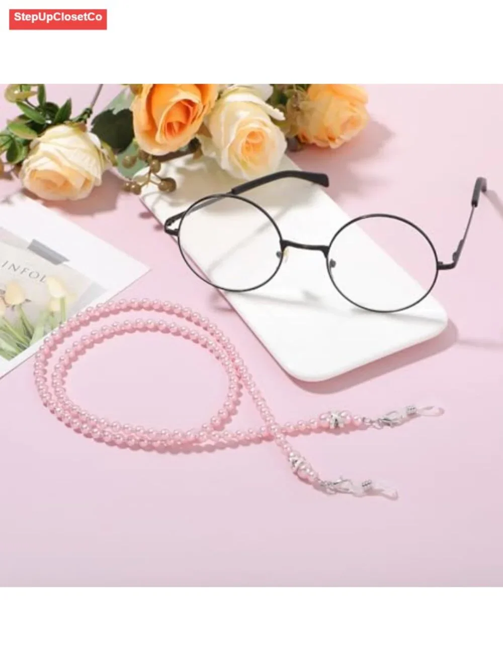 3-Pack Pearl Beaded Eyeglass Chain Holder for Women Reading Glasses Strap